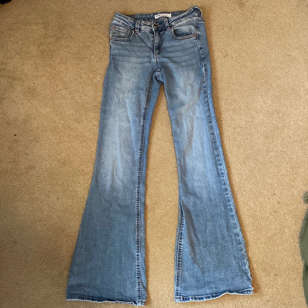 Garage Denim Low Rise Light Wash Flare Jeans